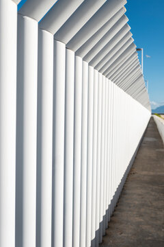 White modern architectural fence