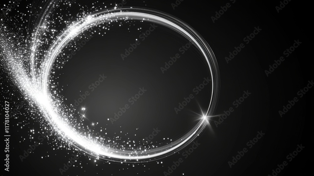 Poster white spark circle light effect with magic glow. abstract round glitter sparkle silver vector border