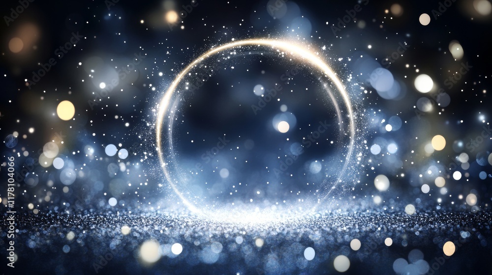 Poster white spark circle light effect with magic glow. abstract round glitter sparkle silver vector border