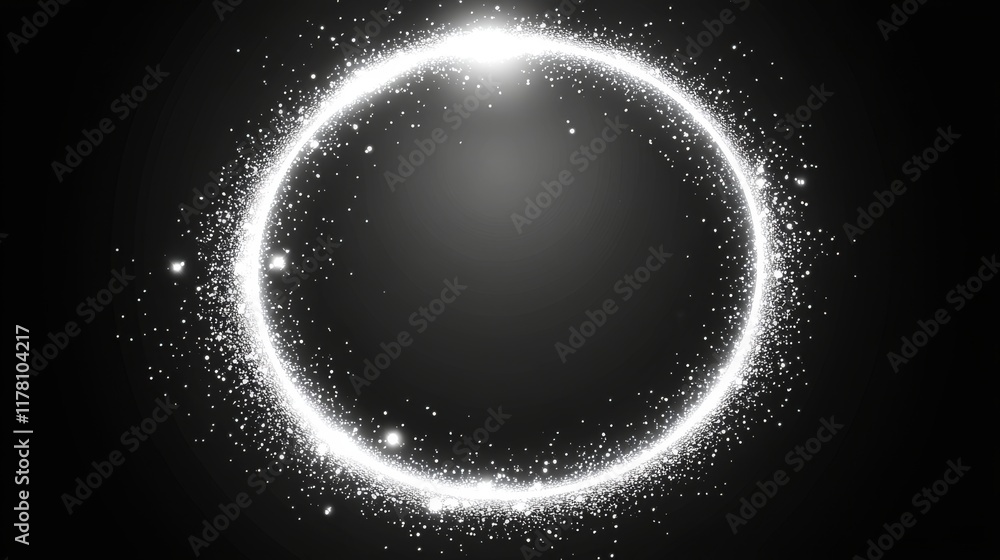 Poster white spark circle light effect with magic glow. abstract round glitter sparkle silver vector border