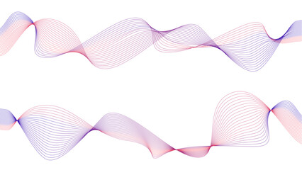 Vector curvy abstract line art wavy flowing dynamic tropical purple white background in concept music or sound, wave, wind, information flow	