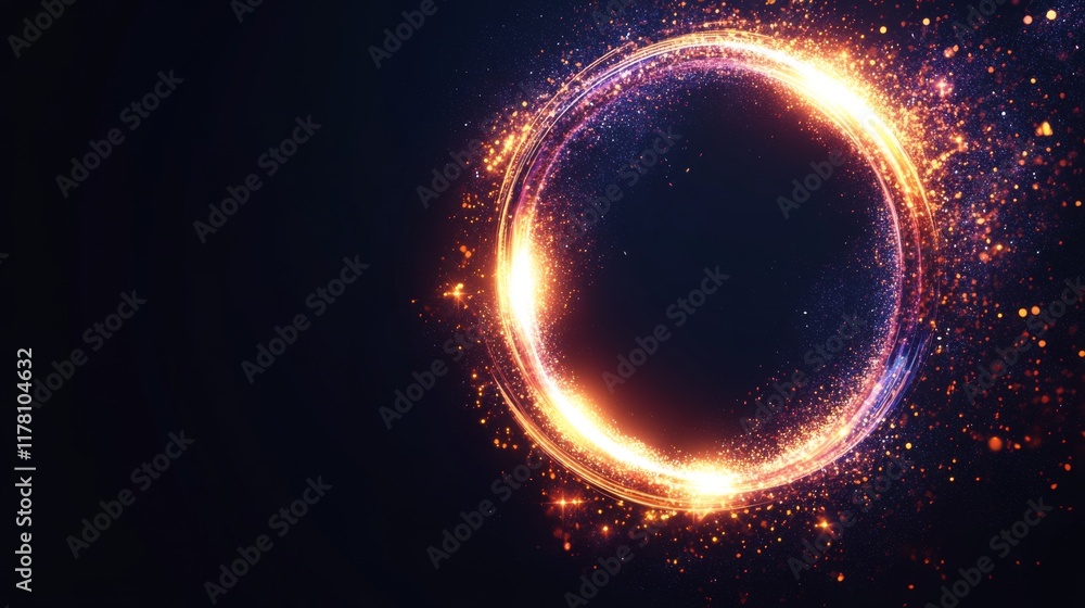 Poster white neon glowing circle. realistic vector illustration of light lens flare effect of circular shap