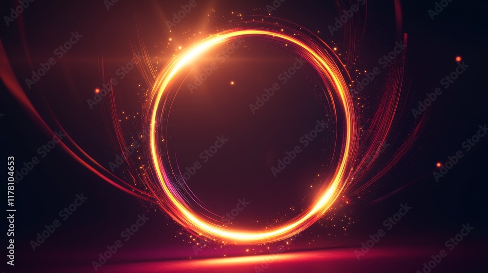 Poster white neon glowing circle. realistic vector illustration of light lens flare effect of circular shap