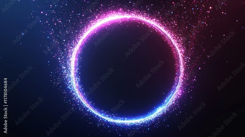 Aufkleber white neon glowing circle. realistic vector illustration of light lens flare effect of circular shap