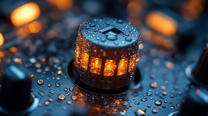 Wet Control Knob Illuminated On Dark Music Mixer