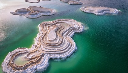 aerial view of salt formations creating mesmerizing patterns in the dead sea highlighting the unique mineral composition of the water