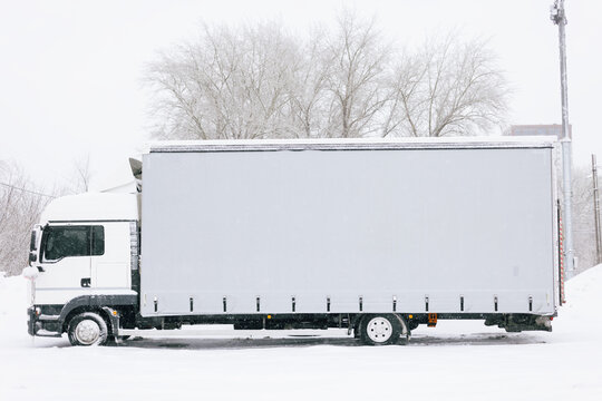truck on the winter street 