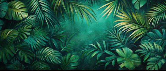 Emerald green rainforest canopy with lush foliage and soft lighting in hyper-realistic style