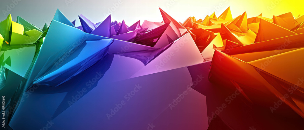 Poster vibrant abstract geometric shapes creating a dynamic and colorful background design