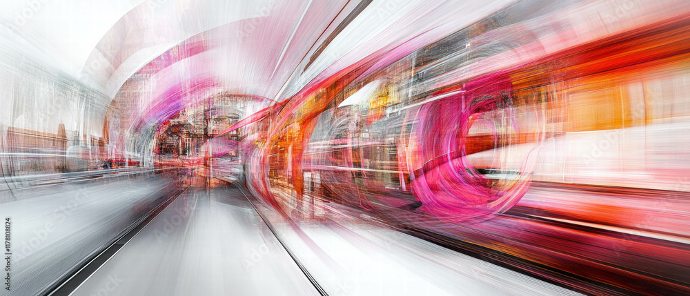 Aufkleber abstract cityscape background with vibrant colors and dynamic lines creating a sense of motion