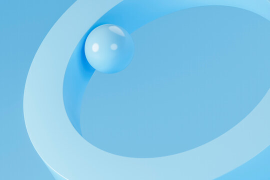 Blue Ball Nested Inside a Minimalist Circular Frame