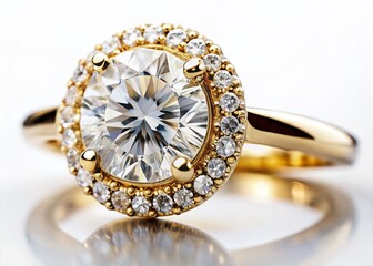 Sparkling Diamond Ring: Luxury Jewelry Photography on White Background