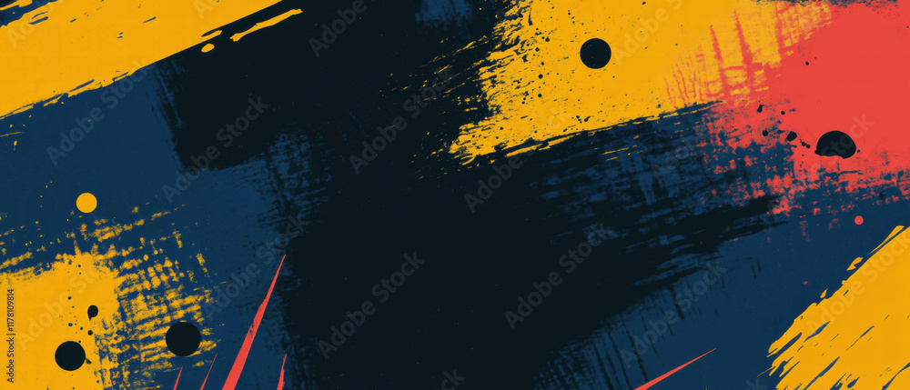 Poster dynamic colorful brush strokes creating a lively abstract background design
