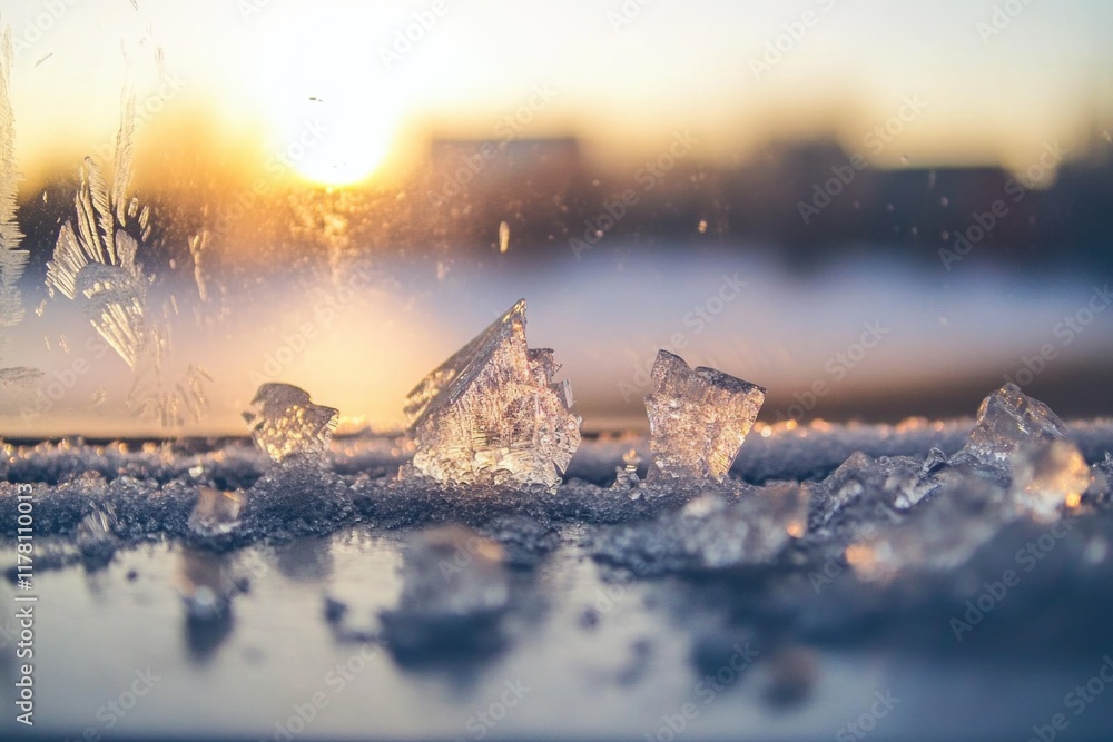 Poster a scoop of ice sits atop a window sill, perfect for adding a touch of winter to your scene or design