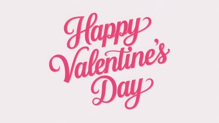 Obraz premium Valentines Day elegant hand text banner. Valentine greeting card template with calligraphy happy valentine`s day and pink heart in line on white background. Vector illustration