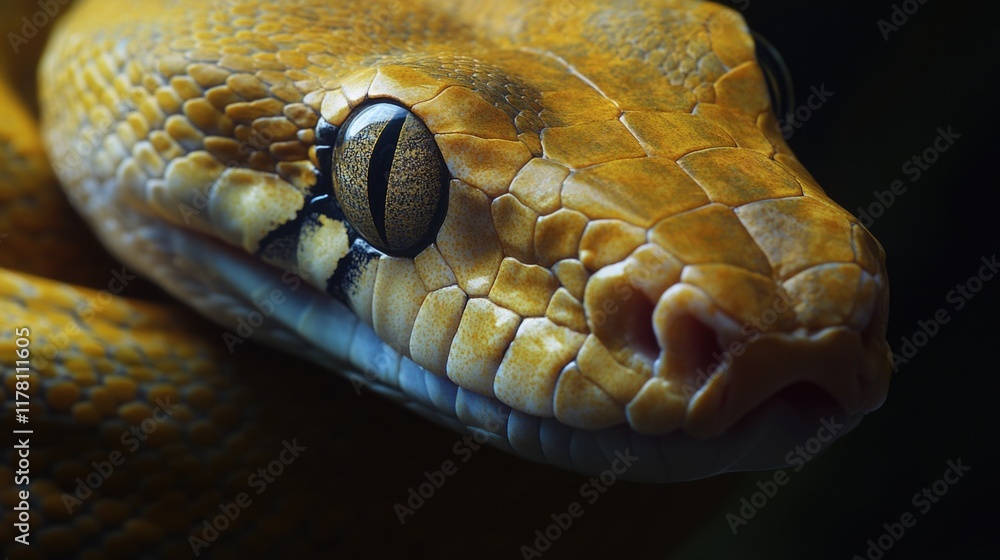 Poster a close-up view of a snake's head with distinctive features
