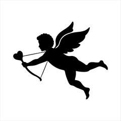 Fototapeta premium Flying Cupid silhouettes.