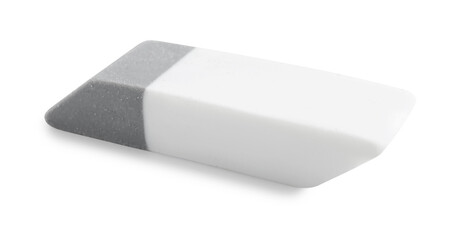 New eraser isolated on white. School stationery
