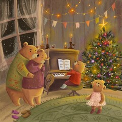 Little bears giving a concert to their parents