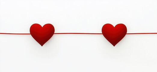 Valentines day. Continous line heart shape border with painted heart on white background. Valentines day, marriage, mother day, love concept. 
