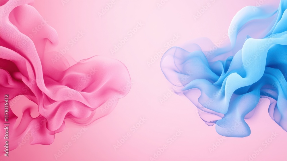 Poster soft flowing pink and blue fabric textures with smooth gradients on a gentle background for backgrou