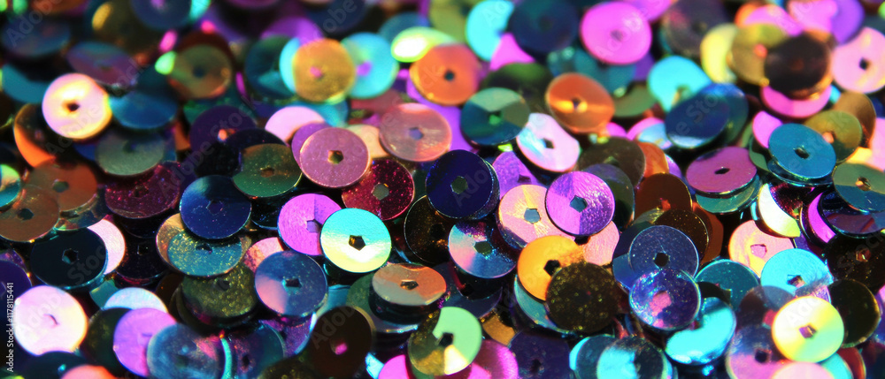 Poster grunge texture of shimmering sequins on a dark background for creative projects