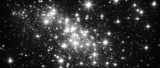 Obraz premium Grunge overlay texture featuring sparkling stars against a black background creating a cosmic effect