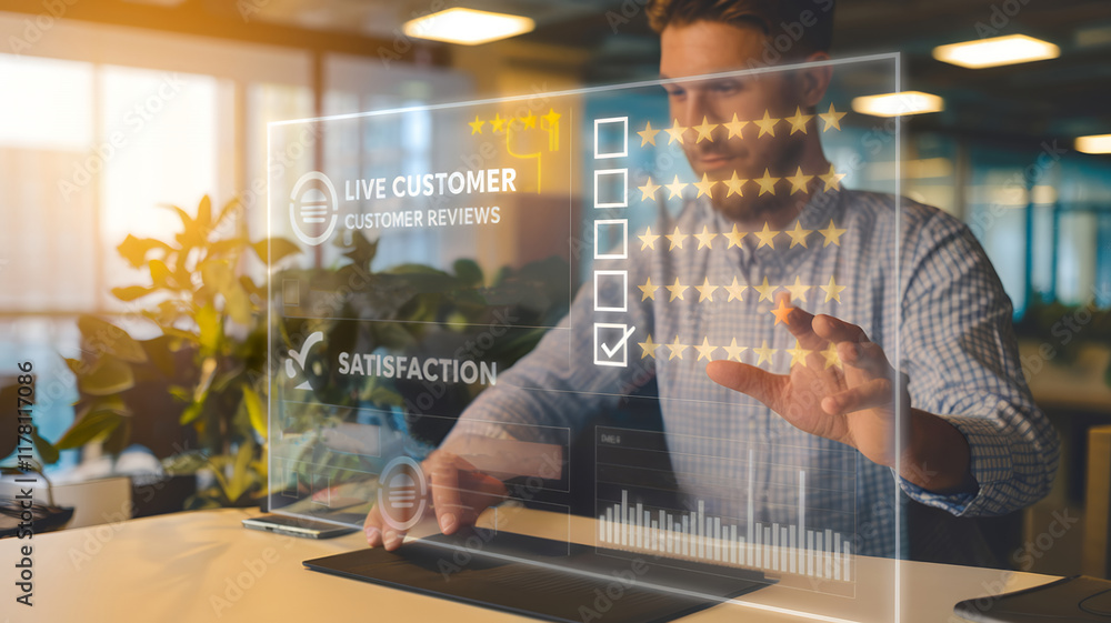 Poster Interactive Dashboard Showcasing Live Customer Reviews, Survey Checkboxes, and Satisfaction Levels for Enhanced User Insights and Engagement