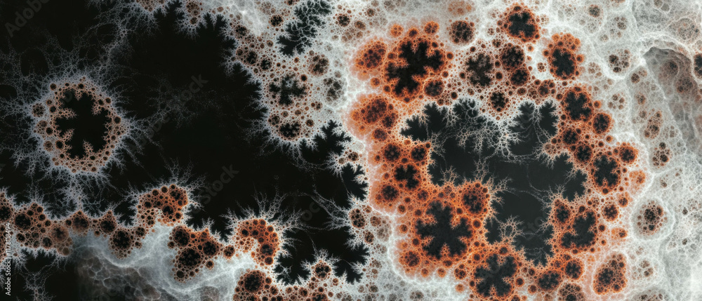 Poster intricate fractal patterns overlay texture on a dark background for creative design projects