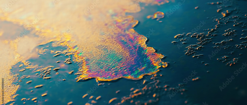 Poster iridescent oil slick texture overlay displaying vibrant colors and unique patterns