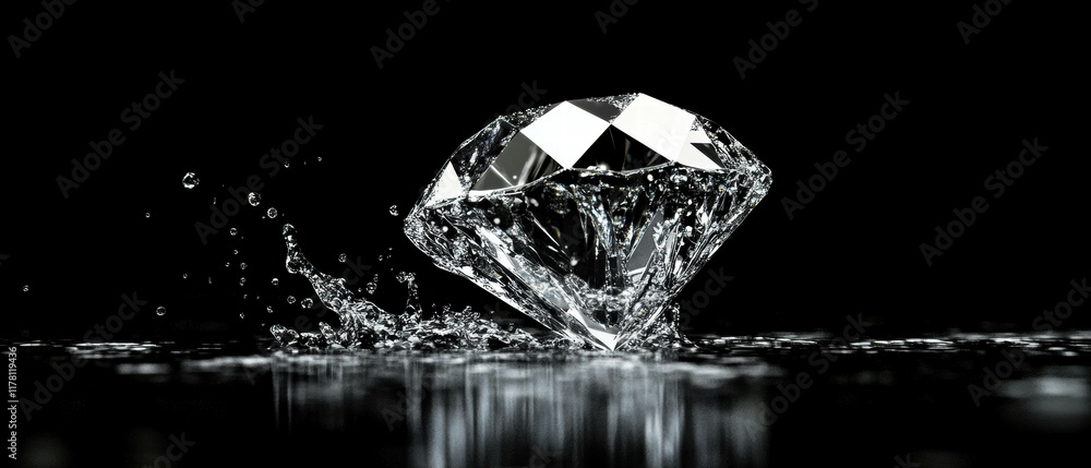 Poster sparkling diamond particles create a stunning overlay texture on a dark background