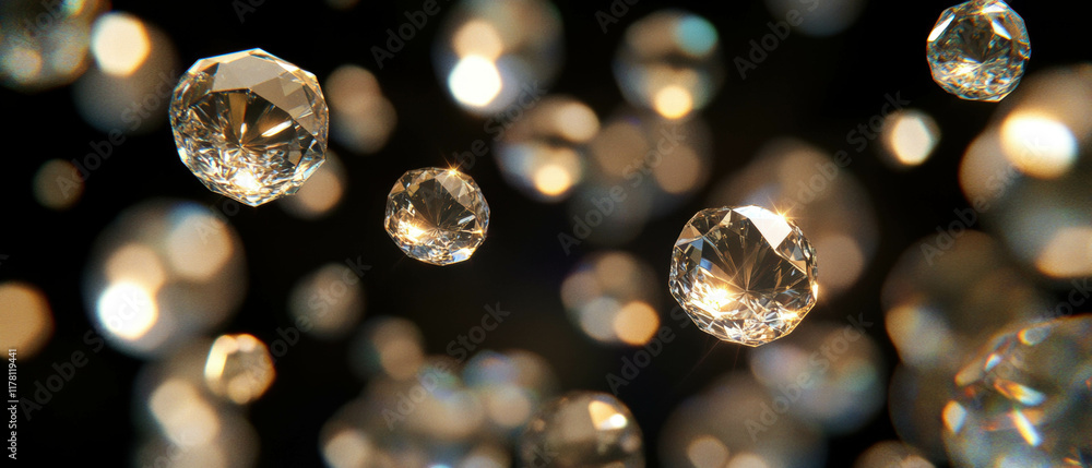 Poster sparkling diamond particles create a stunning overlay texture against a black background