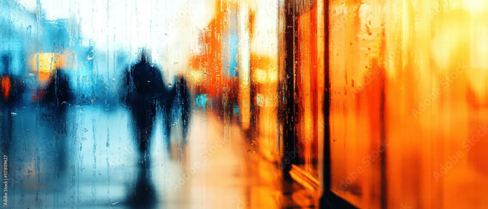 Poster surreal light reflections creating abstract patterns in an urban environment