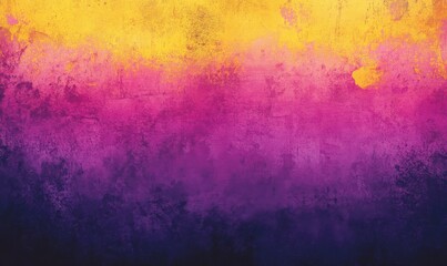 Obraz premium A pink, yellow, magenta, and purple color gradient on a dark grainy background is ideal for an abstract header poster design.