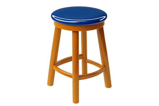 recommend clip art: Create Wooden Bar Stool with Blue Seat, Transparent Background