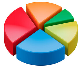 Colorful pie chart on transparent background PNG, business and growth concept