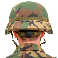 Army camouflage helmet of a soldier on transparent background PNG