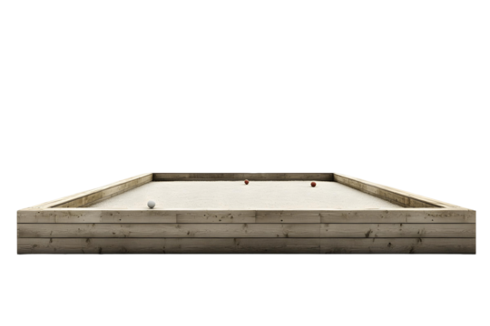 Wooden Bocce Court, Sand, Balls, Transparent Background