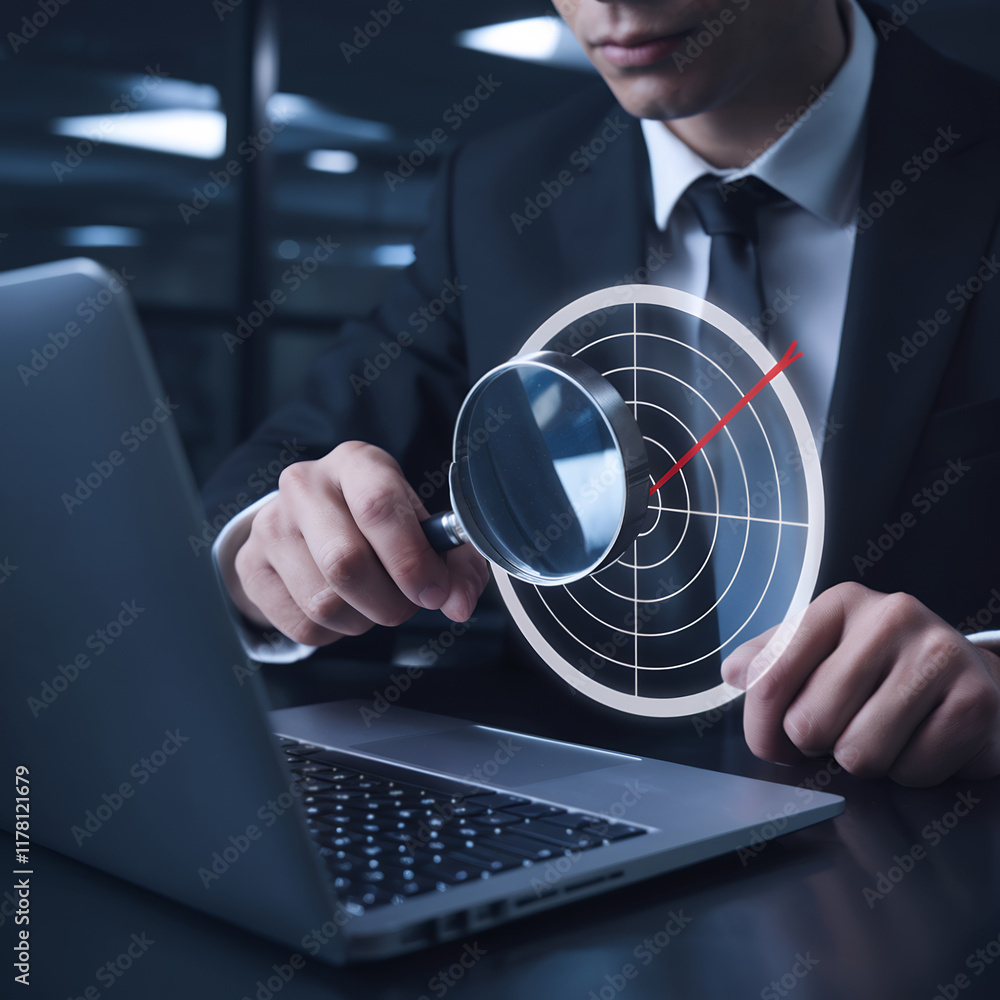Poster target icon representing digital business growth concept for marketing strategies and success metric