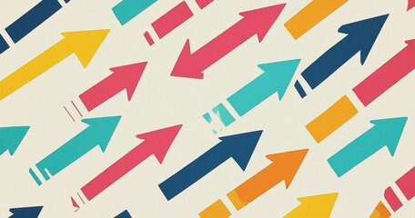 A minimalist illustration of colorful arrows pointing in different directions, representing the concept of choices and options Generative AI