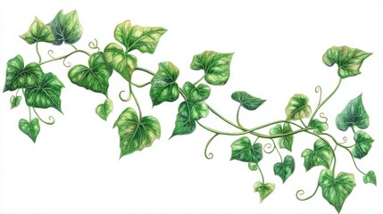 Ivy climbing vines with green leaves of plant