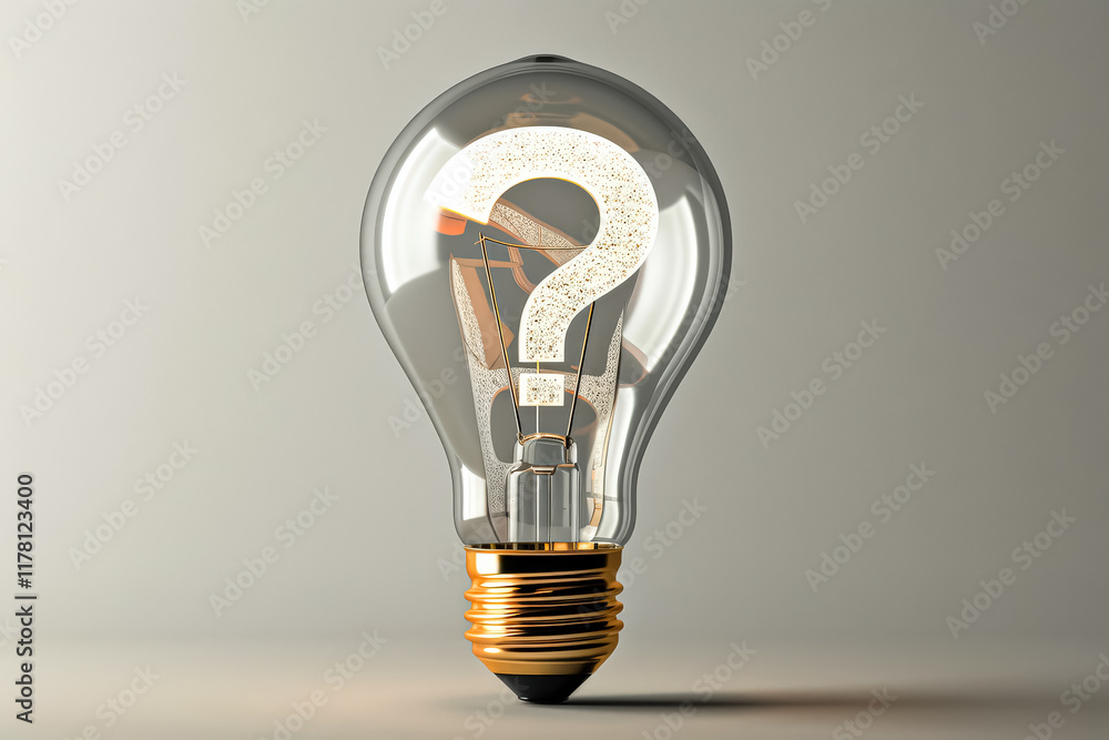Poster light bulb with a question mark on it.
