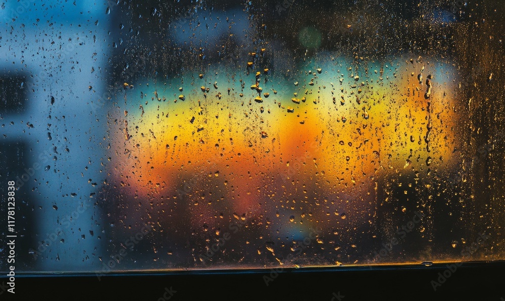 Poster abstract image of a rainbow through a wet glass, creating a vibrant and unique reflection. perfect f