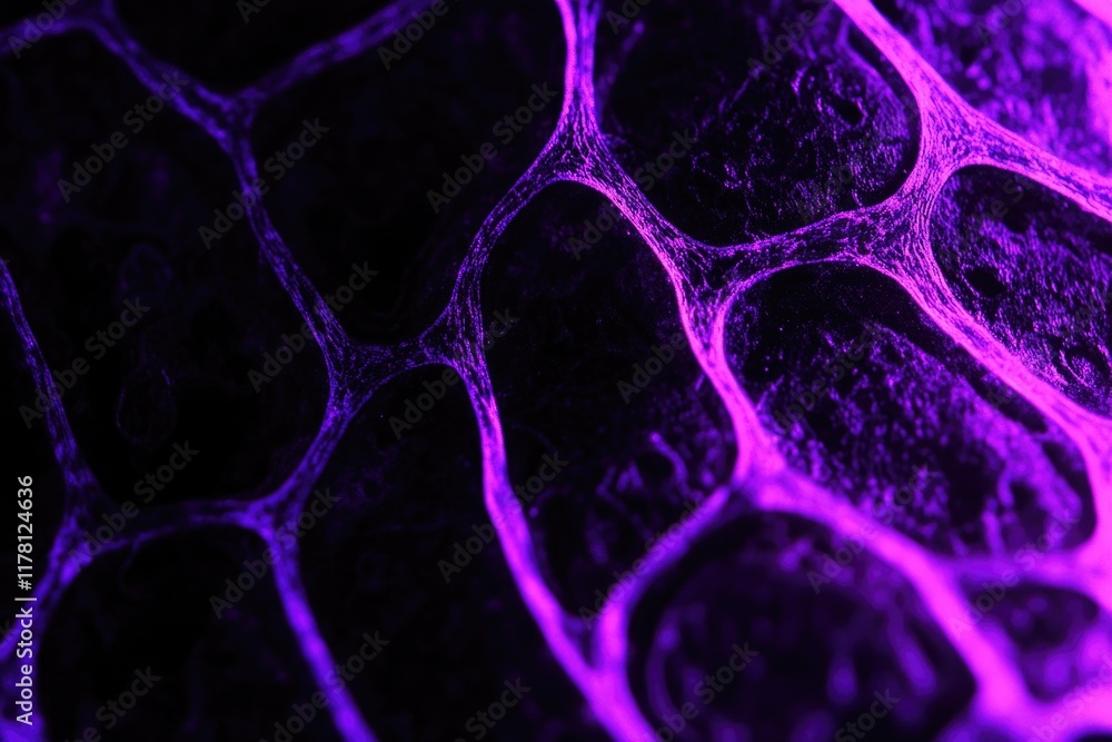 Poster a close-up shot of a cell phone screen with purple lights, suitable for use in tech-related designs 