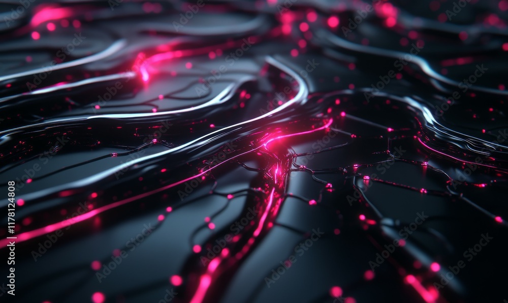 Poster abstract digital network of connections and nodes. cyber technology, virtual circuitry and high tech