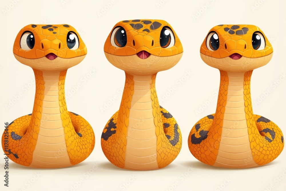 Aufkleber a group of three orange snakes sit side by side, showcasing their vibrant color and intricate patter