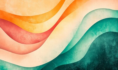 Obraz premium A vibrant summer poster design with an abstract grainy gradient texture effect, showcasing a mix of orange, teal, green, and pink hues.