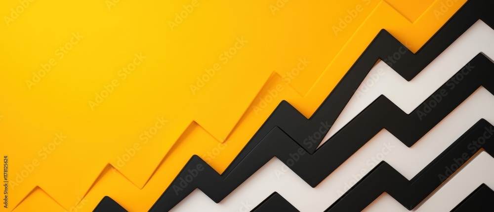Aufkleber abstract geometric background with yellow and black zigzag patterns for creative design projects