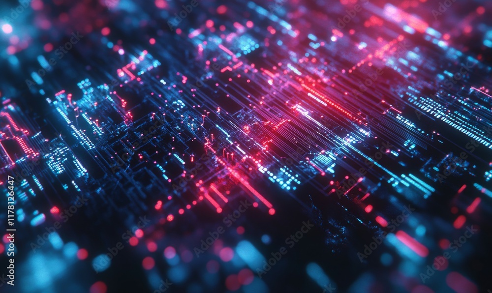 Aufkleber abstract digital network of connections and nodes. cyber technology, virtual circuitry and high tech