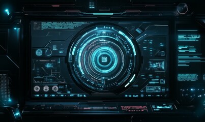 Advanced Digital Security: Futuristic Cybersecurity Encryption Interface with Biometric Access Control.